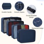 Lubardy 7 Set Packing Cubes For Suitcases Foldable Travel Luggage Packing Organizers With Laundry Bag & Shoe Bag For Women Men Lightweight Travel Packing Cubes, Navy, One Size (Nylon), Blue - Image 3