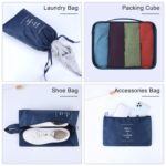 Lubardy 7 Set Packing Cubes For Suitcases Foldable Travel Luggage Packing Organizers With Laundry Bag & Shoe Bag For Women Men Lightweight Travel Packing Cubes, Navy, One Size (Nylon), Blue - Image 4
