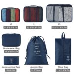 Lubardy 7 Set Packing Cubes For Suitcases Foldable Travel Luggage Packing Organizers With Laundry Bag & Shoe Bag For Women Men Lightweight Travel Packing Cubes, Navy, One Size (Nylon), Blue - Image 5