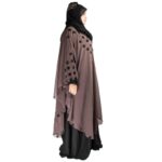 Kashaf Store Women's Butterfly Farasha Burqa, Chiffon Overlay, Mauve and Black, Free Size, Floral Embellishment, Modern Islamic Style Burqa for women and Girls - Image 4