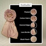 Scarf Woman Pleated Viscose Cotton Scarf with Lace Border | Hijab Scarf | Headscarf | Neck Scarf | Stoles | Wraps - Image 3