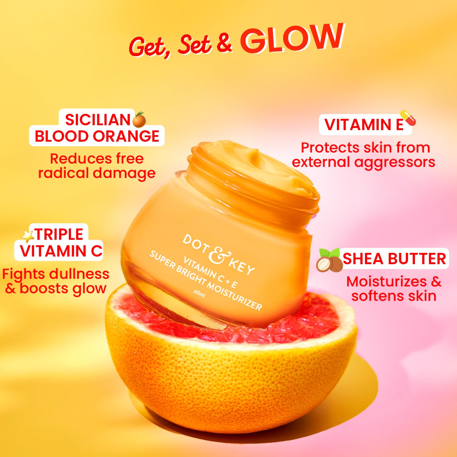 Dot & Key Vitamin C + E Sorbet Super Bright Moisturizer for Face | Vitamin C Face Cream For Glowing Skin | Reduces Skin Dullness | Oil Free & Lightweight | For All Skin Types | 25ml - Image 4