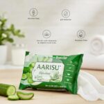 AARISU Aloe Vera & Cucumber Refreshing Wet Wipes for Hands Face Body, Alcohol Free pH Balanced Paraben Free | Soft Gentle Cleansing Wipes for Travel Gym Pack of 2 (25 Wipes Each, Total 50) Men & Women - Image 3