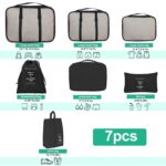 7 Piece Travel Packing Organizer Set for Luggage-Lightweight Nylon Packing Cubes with Shoe Bag, Toiletry Pouch,Laundry Cosmetic Bags for Clothes, Accessories Travel Essentials (Black) - Image 5