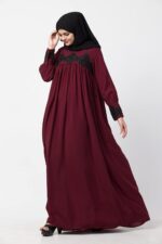 Mushkiya Beautiful Designer Abaya Like Dress with Pearl Lace Work for Women that Falls Loose from Chest - Image 3