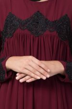 Mushkiya Beautiful Designer Abaya Like Dress with Pearl Lace Work for Women that Falls Loose from Chest - Image 4
