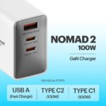 Stuffcool Nomad II Smallest 100W GaN Charger PD PPS Supports SFC 2.0 Charges MacBook, Laptop, Smartphone, DSLR, Gaming Console, with Exchangeable EU, USA and UK pins Works with 150+ Countries - Image 4