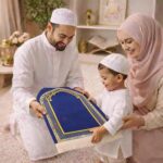 FAF Girl & Boy Velvet Prayer Mat | Children janamaz Prayer Rug for Kids (upto 3 years) | Soft Thick Namaz Mat, Portable Travel Janemaaz | Mussalla for Home, Mosque & Ramzan, Hajj and Umrah (Dark Blue) - Image 6