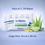 Dr Slan’s Soft Body Cleansing Wet Wipes | 30 Wipes | Bed Bath Wipes with Aloe Vera & Vitamin E – Extra Large Size 24 x 30 cm | Body Sponging | Adult Wet Wipes | Pack of 3 - Image 3