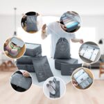 7 In 1 Suitcase Organizer - Travel Organizer Set, Packing Cubes for Suitcase, Clothes Storage Cubes, Travel Bag Organizer, Luggage Packing Organizers for Travel Accessories 7 pcs Set (Grey) - Image 5