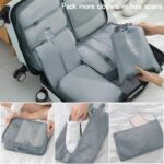 7 In 1 Suitcase Organizer - Travel Organizer Set, Packing Cubes for Suitcase, Clothes Storage Cubes, Travel Bag Organizer, Luggage Packing Organizers for Travel Accessories 7 pcs Set (Grey) - Image 6