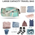 Storite Nylon 43Cm Small Lightweight Water Resistant Duffle Bag, Rucksack Travel Bag for Women with Shoes Compartment, Backpack Carry Luggage Bag for Men Women(43 x 25 x 26 Cm, Green/Grey) - Image 6