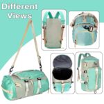 Storite Nylon 43Cm Small Lightweight Water Resistant Duffle Bag, Rucksack Travel Bag for Women with Shoes Compartment, Backpack Carry Luggage Bag for Men Women(43 x 25 x 26 Cm, Green/Grey) - Image 7