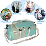 Storite Nylon 43Cm Small Lightweight Water Resistant Duffle Bag, Rucksack Travel Bag for Women with Shoes Compartment, Backpack Carry Luggage Bag for Men Women(43 x 25 x 26 Cm, Green/Grey) - Image 8