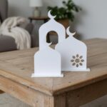 American Elm 3 Pcs White Acrylic Ramadan Kareem Islamic Table Decor Mosque Ornament Eid Mubarak Centerpiece Set for Ramadan Eid Celebrations - Image 4