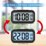 Digital Alarm Clock with Automatic Sensor, LED Display Clock with Date & Temperature, Compact Desk Table Clock for Bedroom, Students, Home & Office, Smart Night Light Alarm Clock (Black) - Image 5