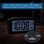 Digital Alarm Clock with Automatic Sensor, LED Display Clock with Date & Temperature, Compact Desk Table Clock for Bedroom, Students, Home & Office, Smart Night Light Alarm Clock (Black) - Image 6