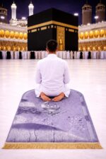 Premium Turkish Velvet Janamaz Prayer Mat | Soft & Luxurious Namaz Aasan | Non-Slip Prayer Mat for Daily Salah | 44x27 Inch | Lavender - Image 3
