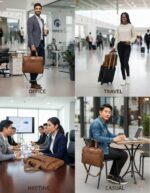 K London 14 Inches Slim Tan Vegan Leather Expandable Unisex Laptop|MacBook Shoulder|Messenger|Office|Travel|Business Bag for Men & Women(1808-tan) - Image 3