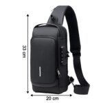 Oblivion Crossbody Bags for Men – Multicolor Stylish Waterproof Unisex Anti-Theft Chest Backpack with USB Port – Casual Travel Shoulder Sling Bag for Passport, Mobile & Wallet (Black) - Image 3