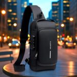 Oblivion Crossbody Bags for Men – Multicolor Stylish Waterproof Unisex Anti-Theft Chest Backpack with USB Port – Casual Travel Shoulder Sling Bag for Passport, Mobile & Wallet (Black) - Image 4