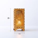 Premium Wooden Allah Laser Cut Lantern with Candle Holder Islamic Ramadan & Eid Table Decor Warm Glow Home Decoration (8 Inch) - Image 5