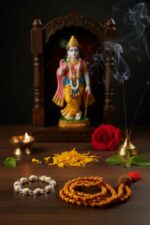 Original 5 Mukhi Rudraksha Mala 12 Inch Golden Glass & Red Plastic Beads with 1 Natural Rudraksha Japa Mala for Pooja Meditation Mantra Chanting & Hindu Spiritual Wear (MALA with Bracelet) - Image 5