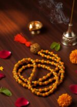 Original 5 Mukhi Rudraksha Mala 12 Inch Golden Glass & Red Plastic Beads with 1 Natural Rudraksha Japa Mala for Pooja Meditation Mantra Chanting & Hindu Spiritual Wear (MALA with Bracelet) - Image 7