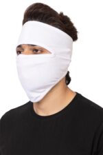 Gajraj Unisex Cotton Anti Pollution Dust Sun Protecion Full Face Cover Mask with Air Filter Mesh and Visor (White) (Plain Mask) - Image 3