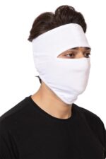 Gajraj Unisex Cotton Anti Pollution Dust Sun Protecion Full Face Cover Mask with Air Filter Mesh and Visor (White) (Plain Mask) - Image 4