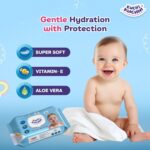 UltraSoft Baby Wet Wipes With Lid | Enriched with Vitamin E & Aloe Vera | Alcohol-Free, Thick & Gentle Wipes | Safe for Newborns & Toddlers | Pack Of 1 (72 Wipes) - Image 5