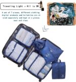 7 Set Travel Organizer Bag/Packing Cubes/Bags for Luggage/Suitcases/Travel Accessories/Compression Storage Shoe Bag/Clothing Underwear for Man & Womenl Nylon (navy blue) - Image 3