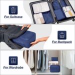 7 Set Travel Organizer Bag/Packing Cubes/Bags for Luggage/Suitcases/Travel Accessories/Compression Storage Shoe Bag/Clothing Underwear for Man & Womenl Nylon (navy blue) - Image 5