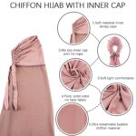 Instant Chiffon Hijab with Tie Back Under Cap Solid Color Soft Chiffon Scarf With Hijab Inner Caps For Muslim Women - Image 3