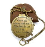 Antique Brass Pocket Compass with Leather Case | Vintage Grow Old Compass | Maritime Navigation Nautical Compass for Travel, Hiking, Outdoor Adventure, Map Reading and Land Surveying - Image 3