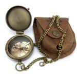 Antique Brass Pocket Compass with Leather Case | Vintage Grow Old Compass | Maritime Navigation Nautical Compass for Travel, Hiking, Outdoor Adventure, Map Reading and Land Surveying - Image 4