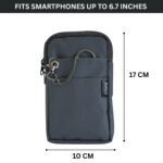 Saco Cell Phone Pouch Crossbody Bag with Shoulder Sling & Belt Clip | Travel Phone Holster Waist Pouch with Keychain for iPhone Samsung OnePlus Oppo Vivo Redmi Xiaomi Smartphone up to 6.7 Inch – Grey - Image 3