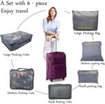 6 Set Packing Cubes Various Sizes Packing Organizer for Travel Accessories Luggage Carry On Suitcase Lightweight Travel Essential Bag (Grey) - Image 4