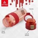 Attro Active Sports 1000ml Water Bottle with Flip Top Lid & Easy to Carry Handle ML Marking Mention for Daily Water Intake BPA Free Leak Proof - Red - Image 3