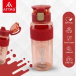 Attro Active Sports 1000ml Water Bottle with Flip Top Lid & Easy to Carry Handle ML Marking Mention for Daily Water Intake BPA Free Leak Proof - Red - Image 4