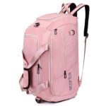 Storite Nylon 54 Cm Imported Multi Purpose Travel Duffle Bag for Women with Dry and Wet Separate Pocket, Lightweight Waterproof Backpack Carry Luggage Bag with Shoe Compartment (Pink,54x30x22 cm) - Image 6