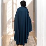 Bashariya HIGH RTN Elegant Firdaus Fabric Kaftan with Embellished Lacework, Concealed Zipper & Ruffle Sleeves – Modest Islamic Dress for Women & Girls - Dark Teal - Image 4