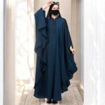 Bashariya HIGH RTN Elegant Firdaus Fabric Kaftan with Embellished Lacework, Concealed Zipper & Ruffle Sleeves – Modest Islamic Dress for Women & Girls - Dark Teal - Image 5