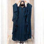 Bashariya HIGH RTN Elegant Firdaus Fabric Kaftan with Embellished Lacework, Concealed Zipper & Ruffle Sleeves – Modest Islamic Dress for Women & Girls - Dark Teal - Image 6