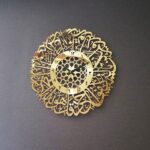 Surah Ikhlas Shiny Gold Metal Wall Clock 15 Inch Round Stainless Steel - Image 3