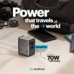 Stuffcool Jetset Pro Smallest 70W GaN International Travel Adapter with 4 USB Ports EU UK USA AUS Plugs SFC 2.0 Charges MacBook Laptops iPhones in 200 Countries - Image 3