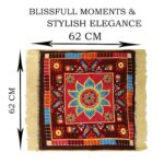 Velvet Prayer Mat Pack of 3 for Pooja Aasan Sitting | Multicolor Rangoli Square Meditation Carpet | Soft Aasan Mat for Mandir Puja Yoga Floor Seating Traditional Rectangle Design, P3 - Image 4