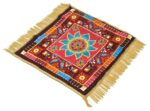 Velvet Prayer Mat Pack of 3 for Pooja Aasan Sitting | Multicolor Rangoli Square Meditation Carpet | Soft Aasan Mat for Mandir Puja Yoga Floor Seating Traditional Rectangle Design, P3 - Image 6