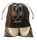 Beddify Pack of 12 Shoe Bags for Travel & Storage Travel Organizer for Women & Men Travel Accessories Shoe Organizer Shoe Pouches Travel Shoe Cover Travel Essentials (Black & Beige) - Image 3