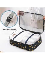 Polyester 7 Set Travel Organizer Bag 3 Packing Cubes + 3 Pouches + 1 Toiletry Organizer Bag (Grey),W-28 Cm, H-11 Centimeters (Black Lemon) - Image 4